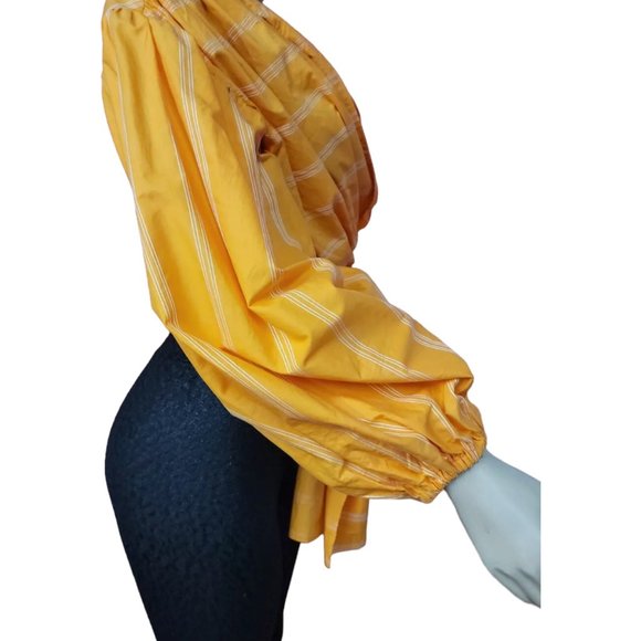 Acler Wyatt Exaggerated Long Puff Sleeve Tie Front Wrap Blouse Size 6 - Picture 2 of 8